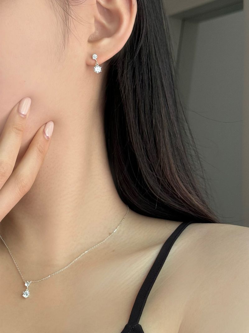 [silver 925] mini cubic earrings and necklace set