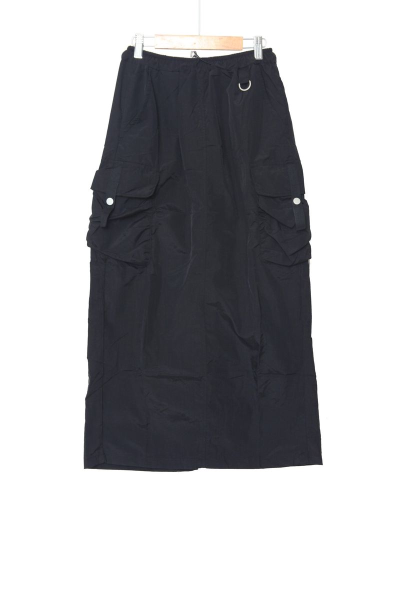 nylon long cargo skirt