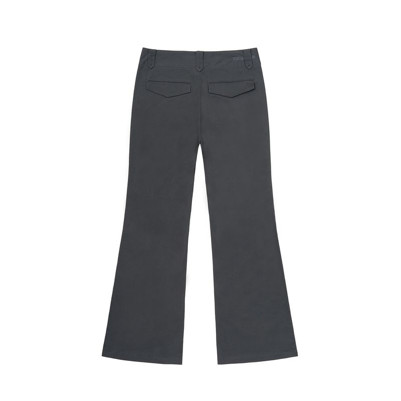 LOW-RISE TWO BUTTON BOOTS CUT PANTS (CHARCOAL)