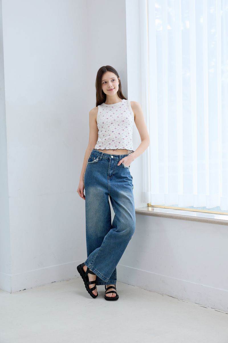 FRINGE DENIM PANTS