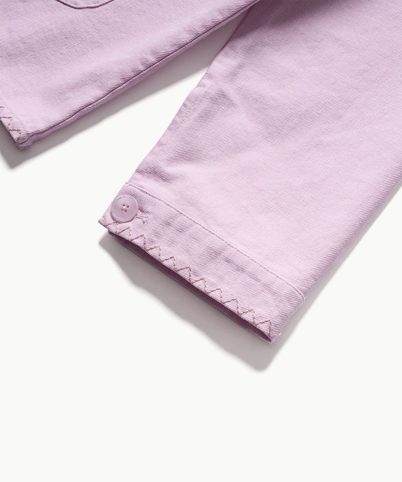 Floral Stitch French Work Jacket - Light Pink