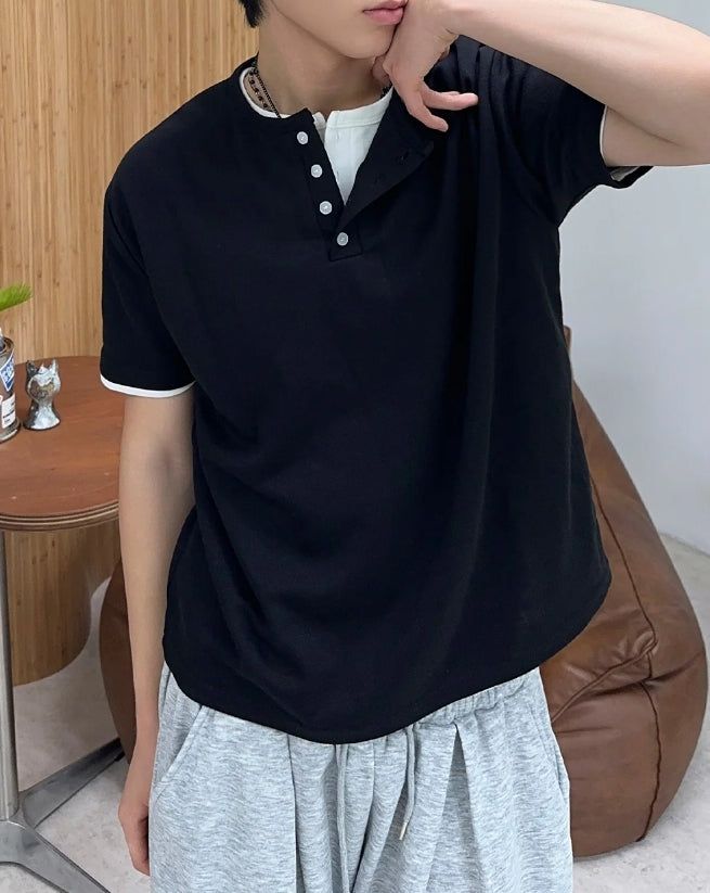 Para Soft Henley Neck Short Sleeve Tee