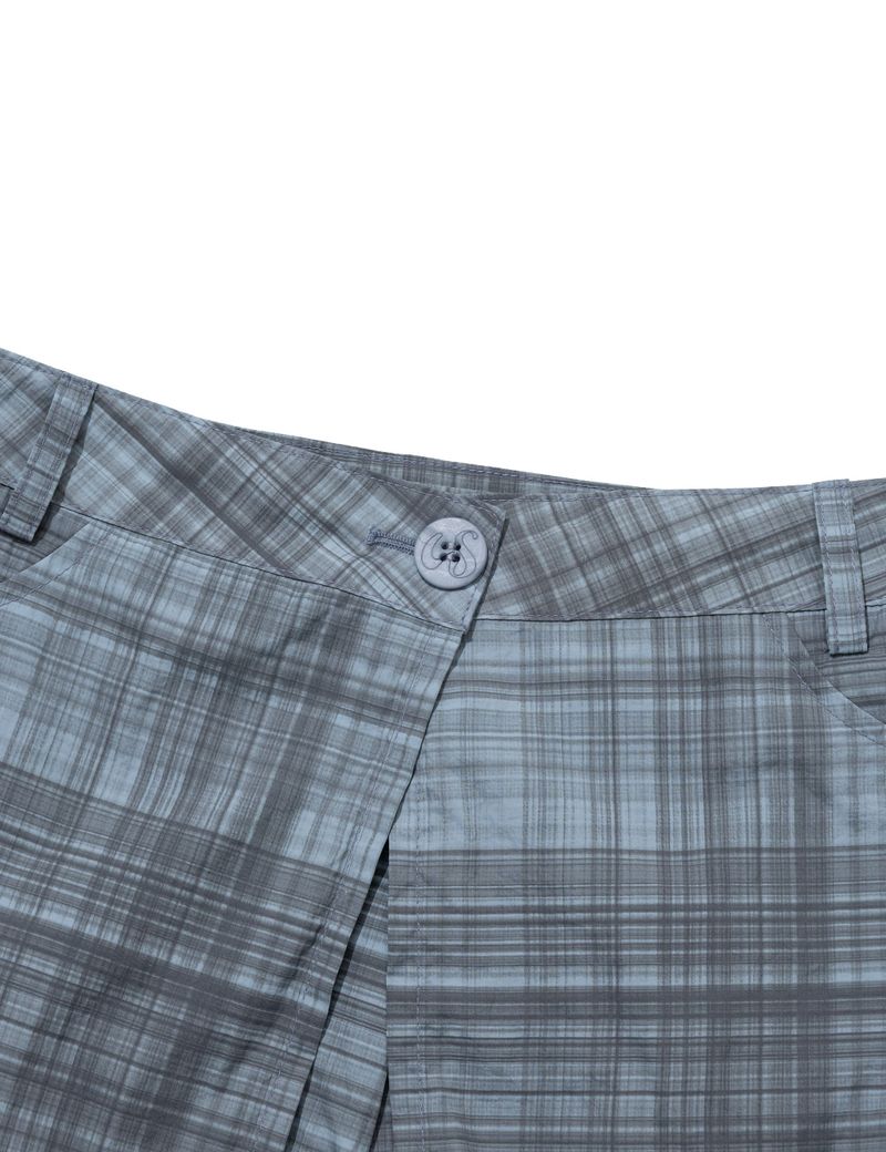 RUFFLE CHECKERED SKIRT CARGO PANTS(BLUE)