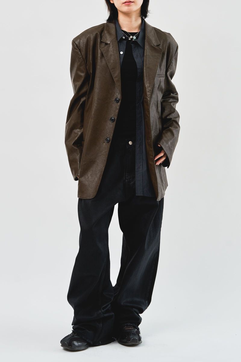 Over Single Leather Jacket (3color)