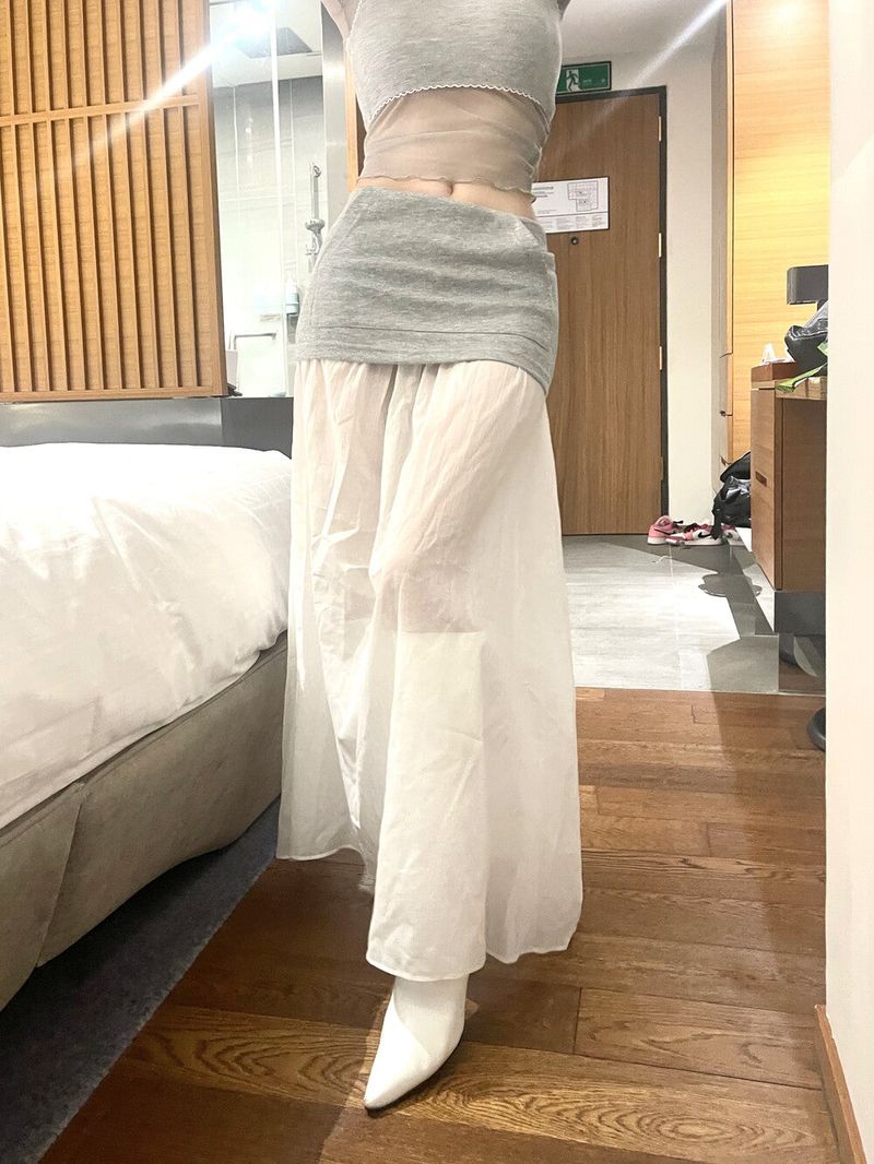 1200. Pocket layered long sk (3color)