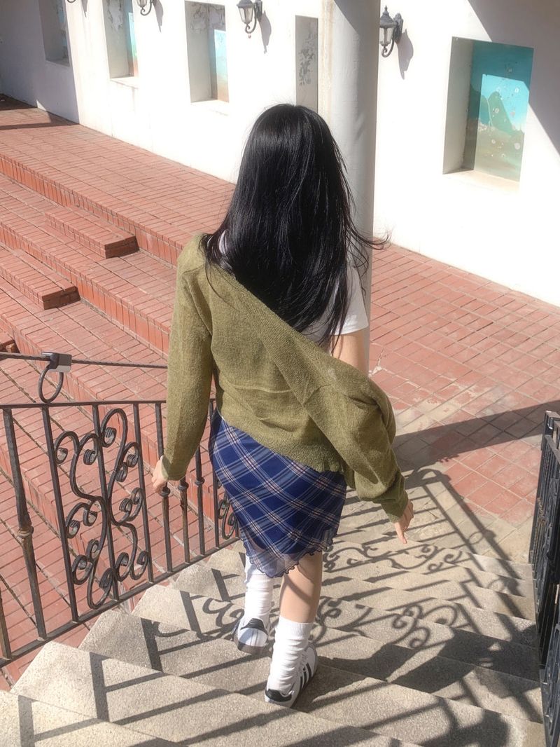 Blooming Chek Banding Mini Skirt