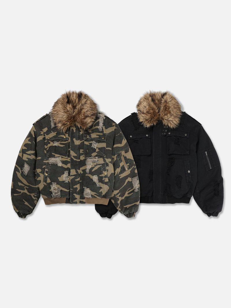 RACCOON PUFFER JACKET-CAMO