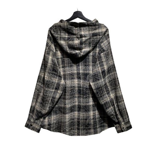 Allen crack check hood shirt