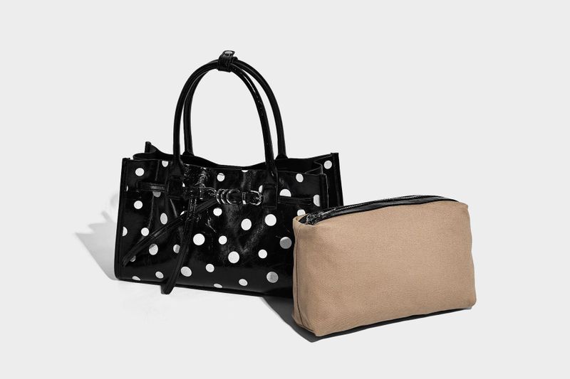 Dotcore Polka Dot Glossy Leather Tote Bag