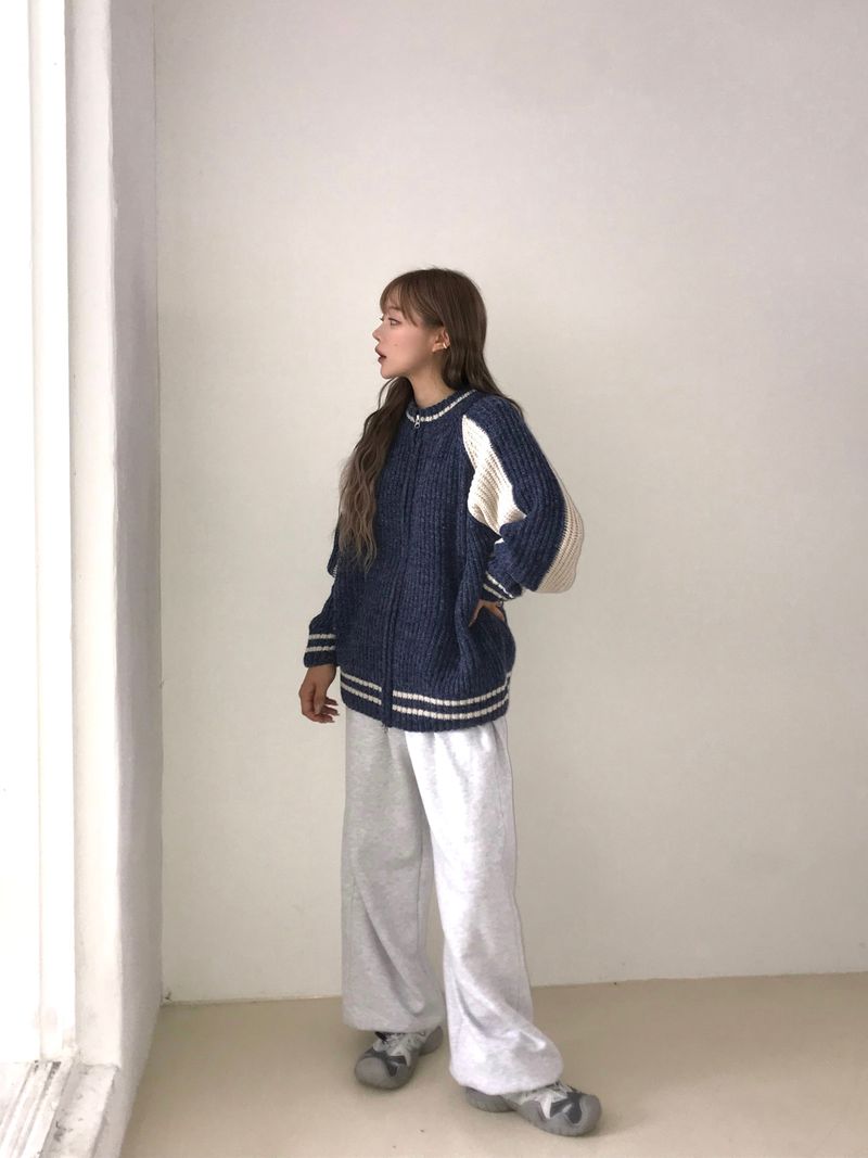 Harper two way knit zip up