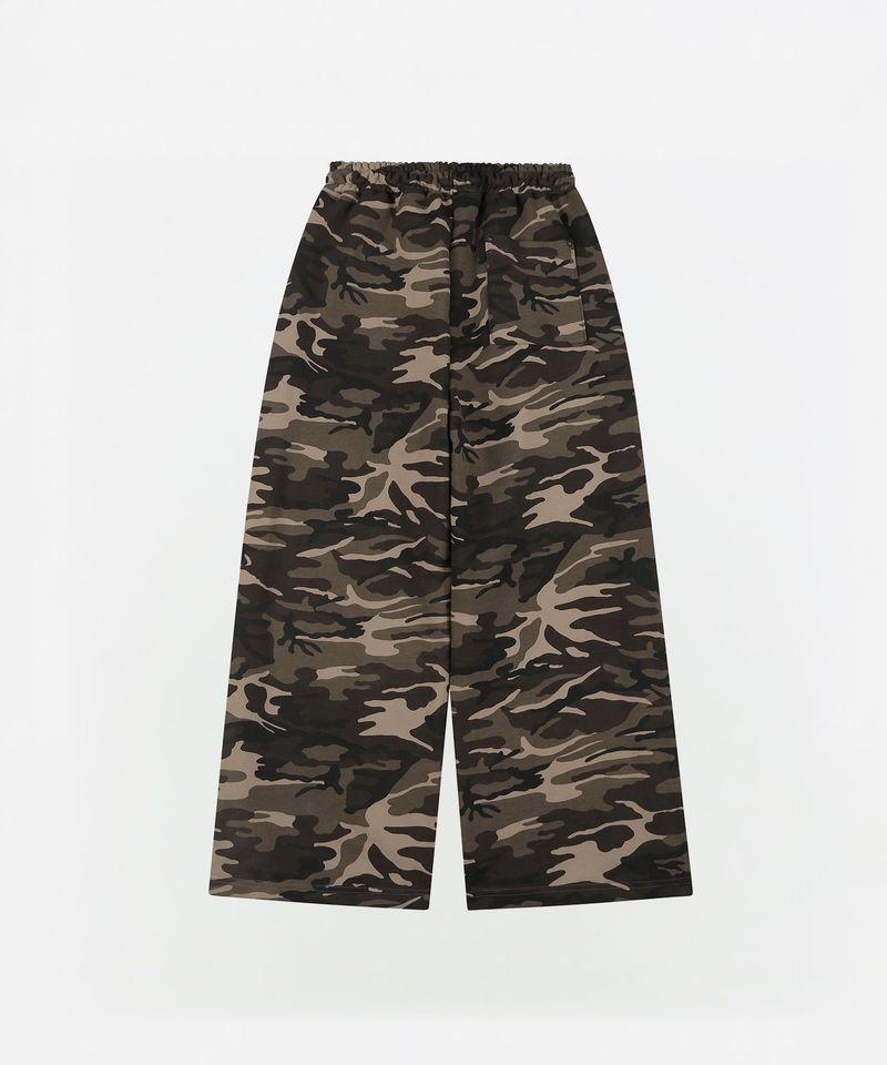 CAMO PRINT WIDE TRACK PANTS [BROWN]