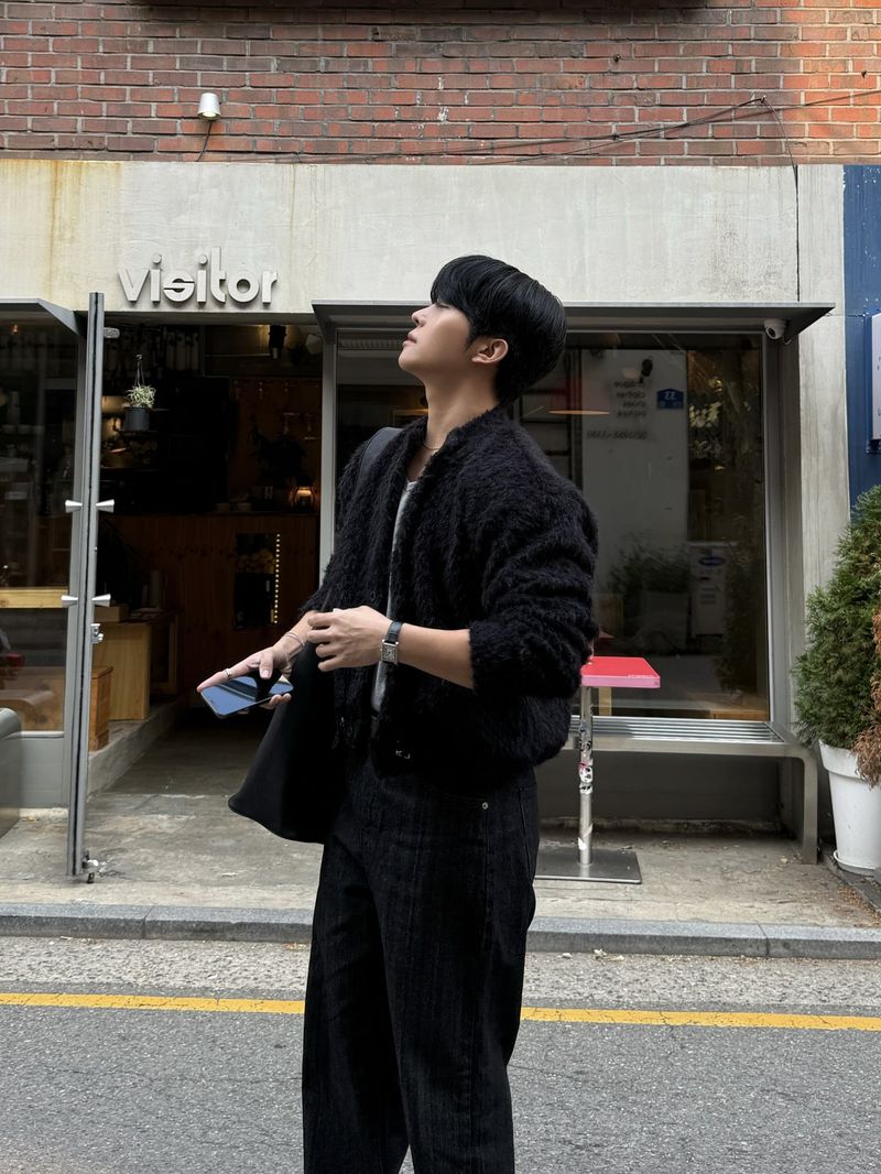 Slub strip denim pants