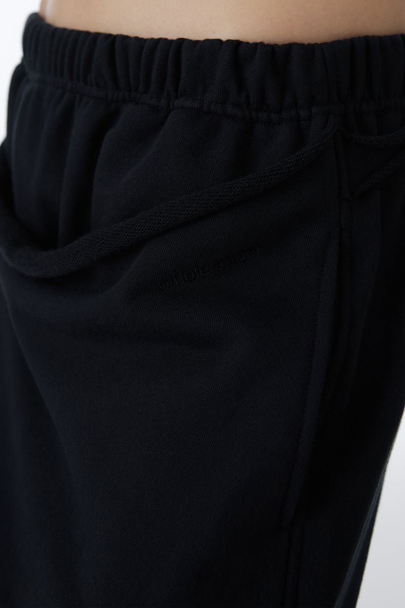 SHIRRING TIE SWEAT PANTS (BLACK)
