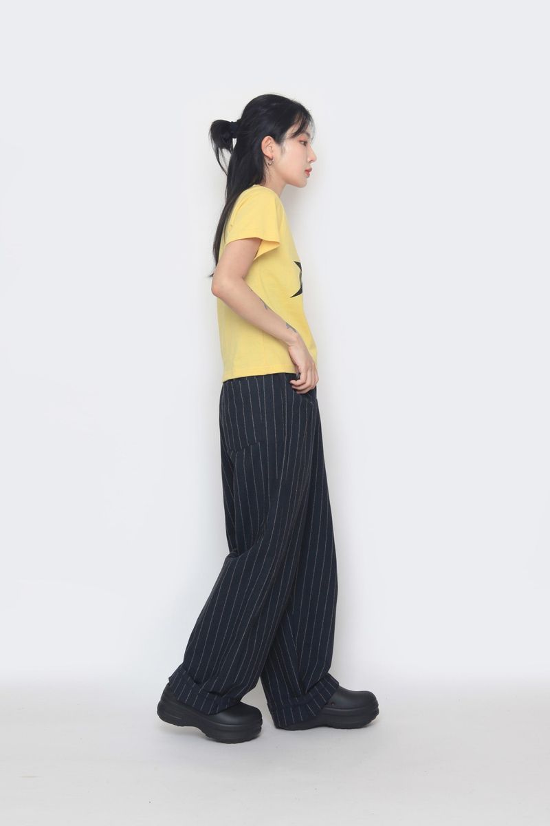 linen striped wide pants