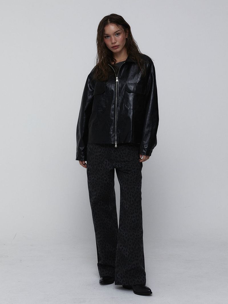 Eco Leather Bomber Jacket_Black