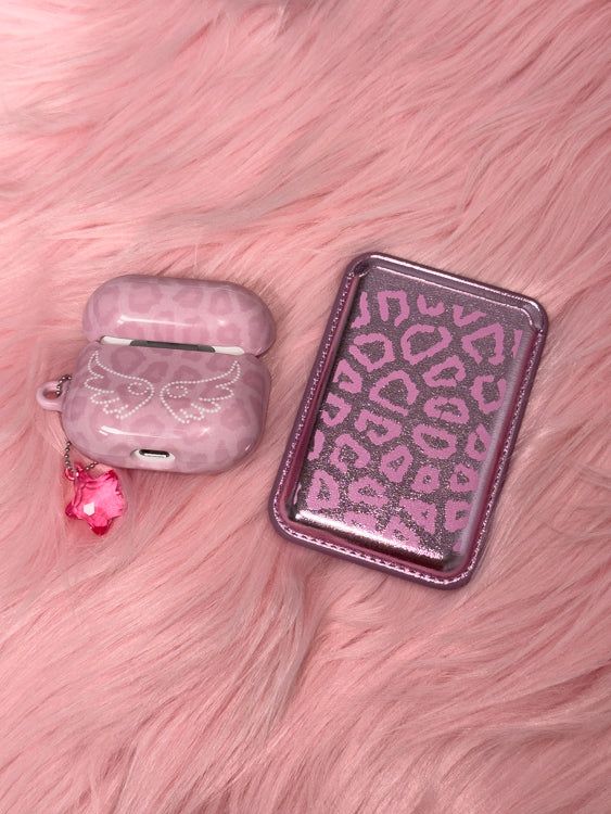 Leopard Silver Pink MagSafe Card Wallet