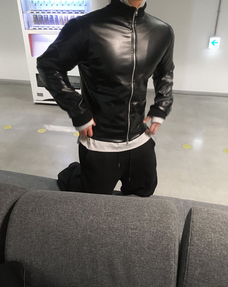No.1614 leather jersey ZIP-UP