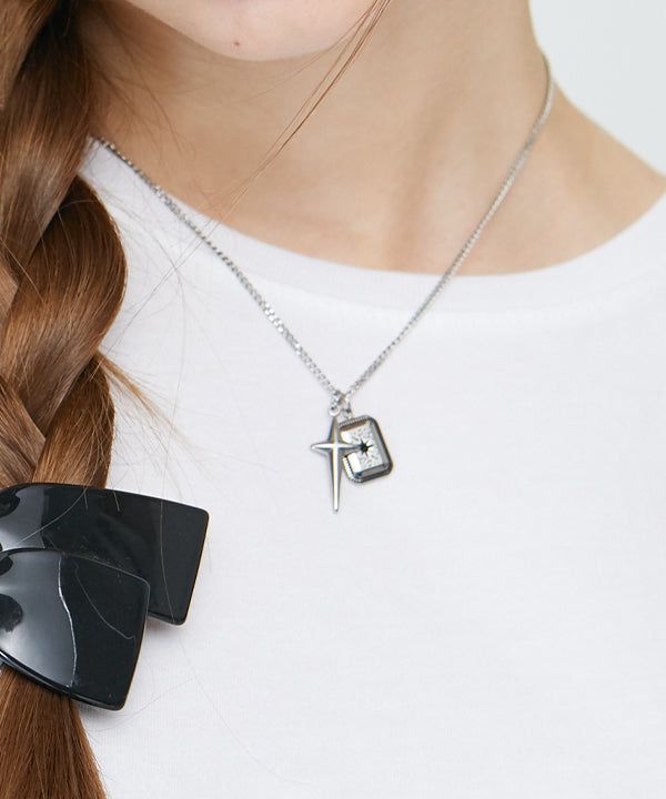SQUARE CROSS PENDANT NECKLACE