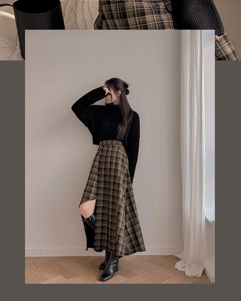 【MADE】 Checked long skirt