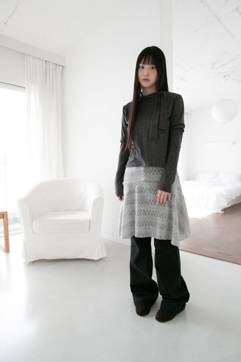 knit wool flare skirt(3colors)