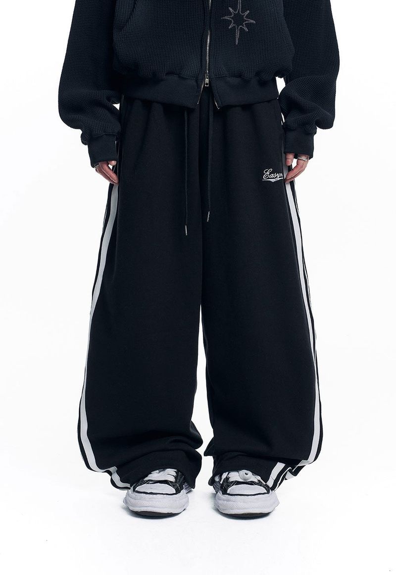Star Piping Track Balloon Sweat Pants - Black