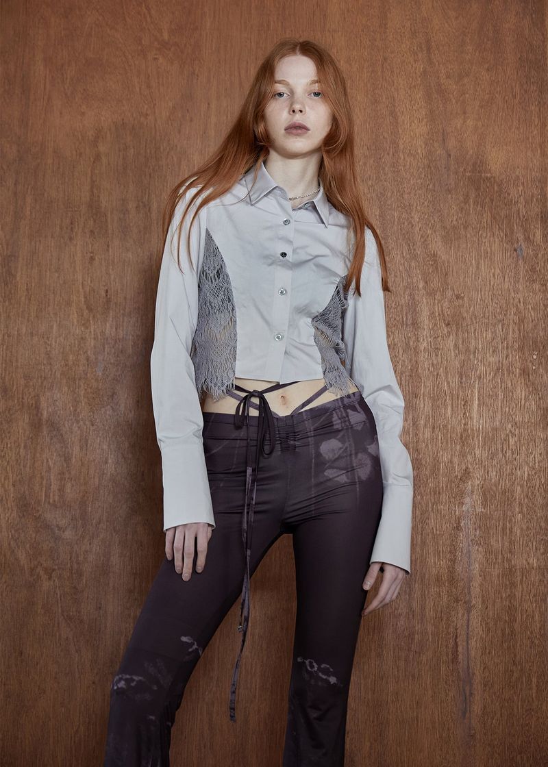 VINTAGE LACE CROPPED SHIRT