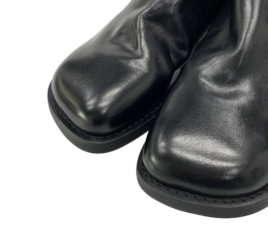 Wrinkle Leather Square Mule