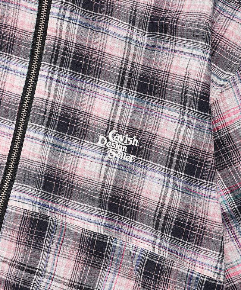 HOODED CHECK WIND BREAKER PINK(CV2FSUB962A)