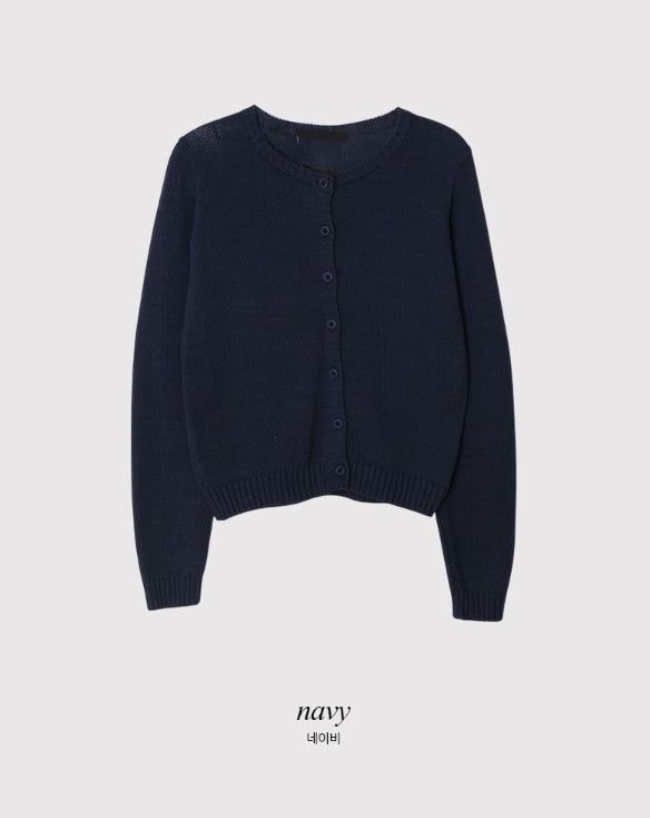 Basic Cotton100 Round Knit Cardigan (7color)