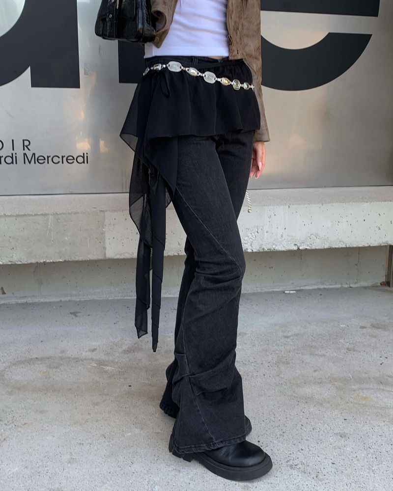Unbalanced wrap skirt