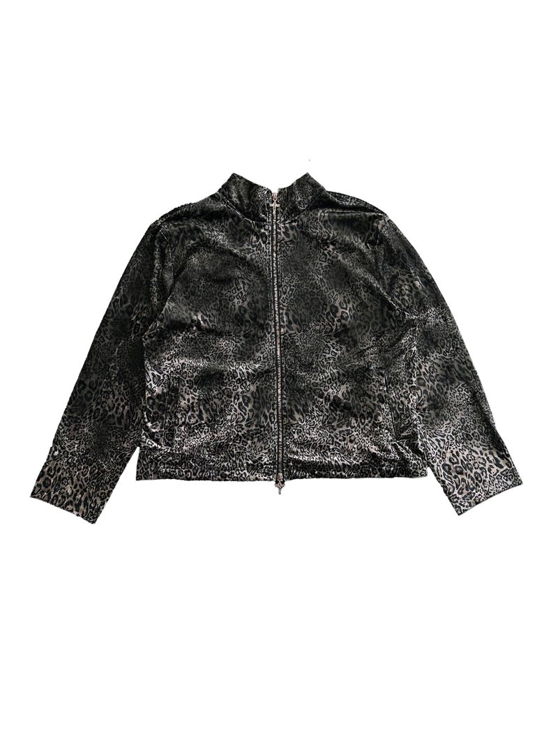 WANGXINGYU（ワンシンユー）の「LEOPARD VELVET DOUBLE-HEAD COLOR-TOOTH ZIPPER SMUDGED SPRAY DISTRESSED TAILORED STAND COLLAR JACKET（Jackets/Outerwear）」