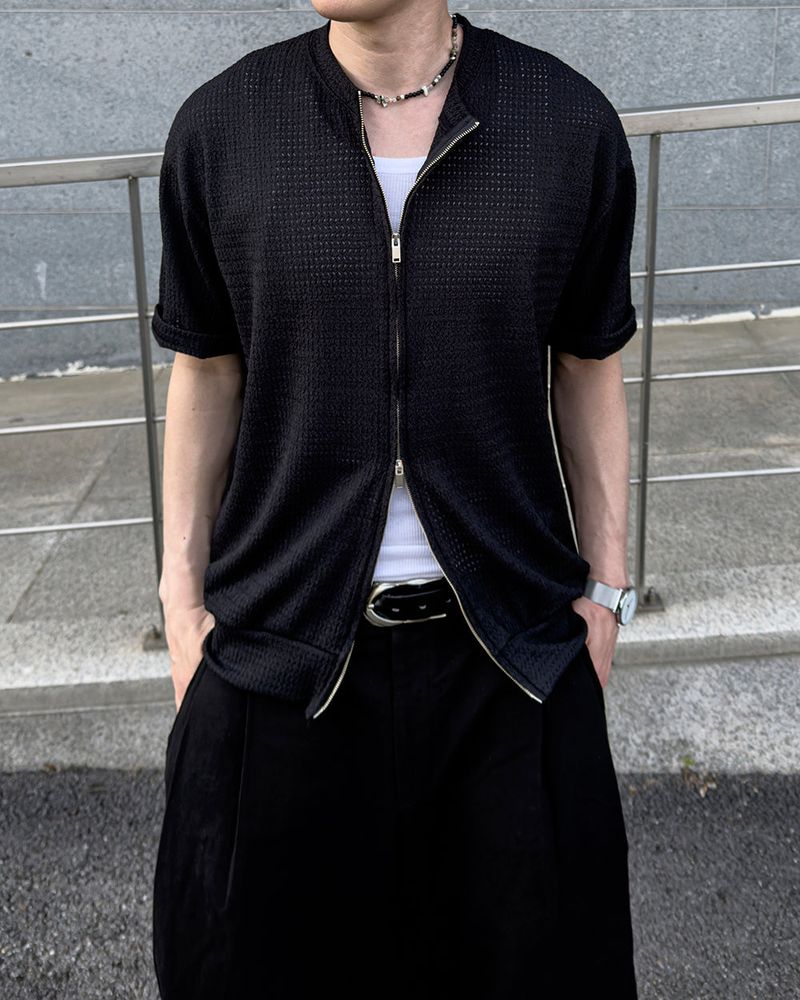 Rell Short Sleeve Knit Zip-Up