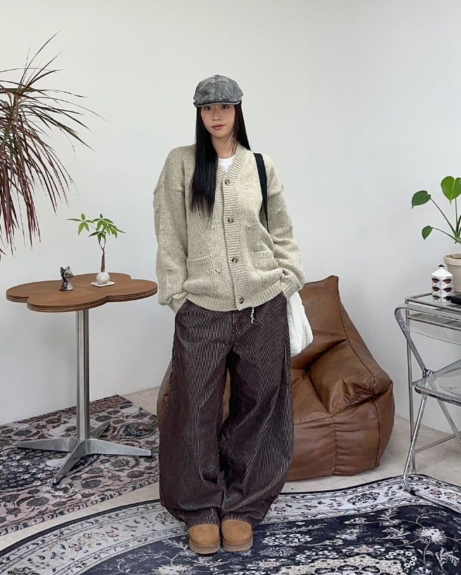 Alp Punching Knit Cardigan