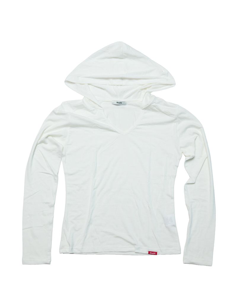 KRUCHI(クルチ)の「V-Neck Long-Sleeve Top (WHITE) WOMENS(Tops)」