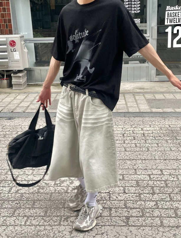 Whiskers bermuda denim pants