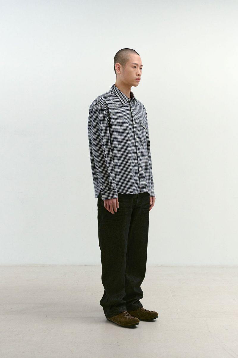 One Pocket Regular Check Shirt (Navy)