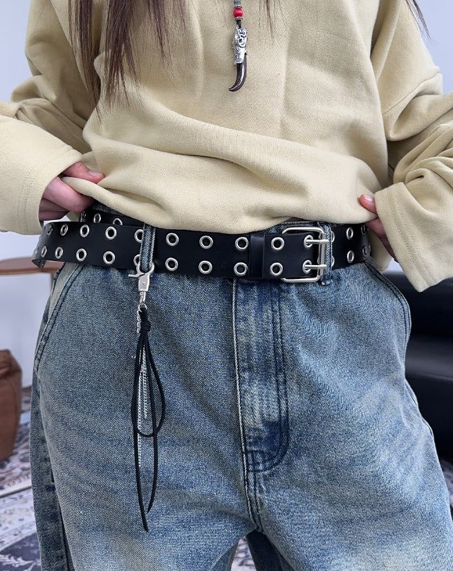 SATIIIZ（サティーズ）の「Rat Double Eyelet Long Leather Belt（Fashion Accessories）」