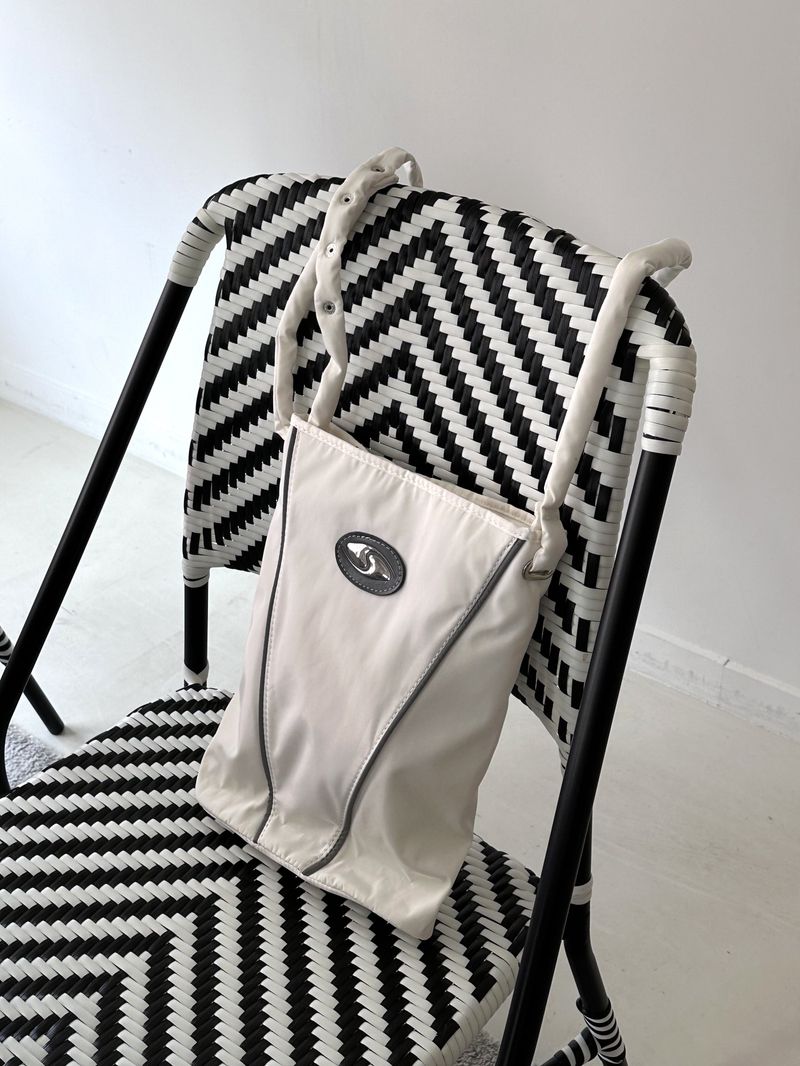 Byten Nylon Snap Button V Logo Crossbody Bag