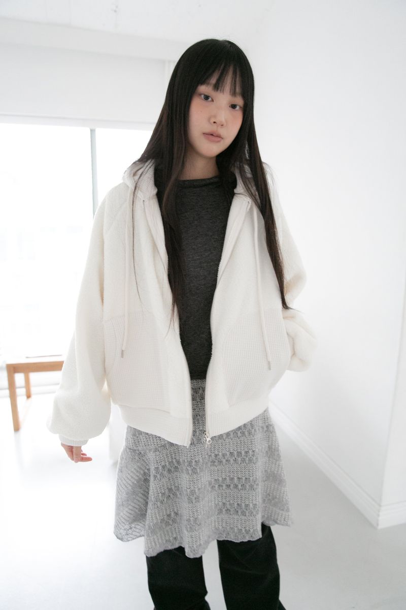 waffle pocket dumble hood jumper(2colors)