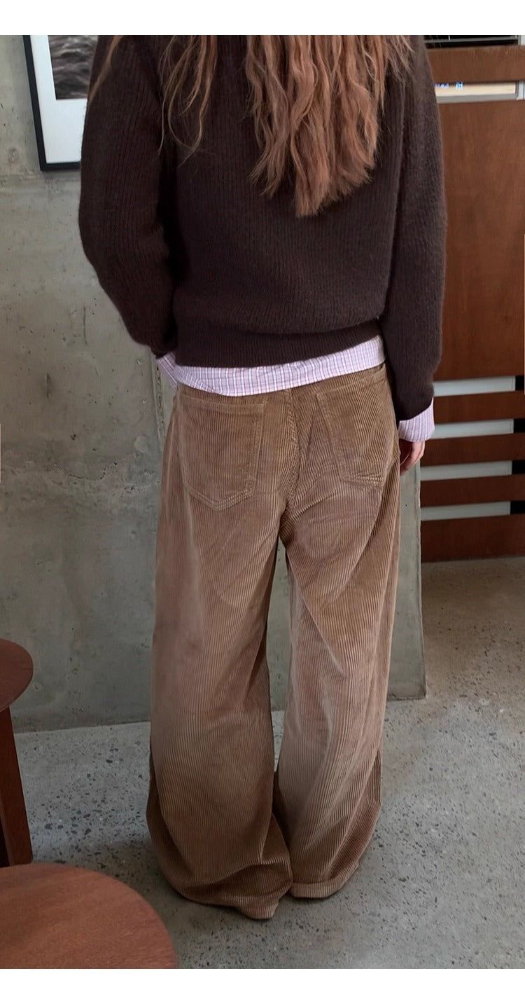 Pink checkered two-piece V-neck brown knitwear