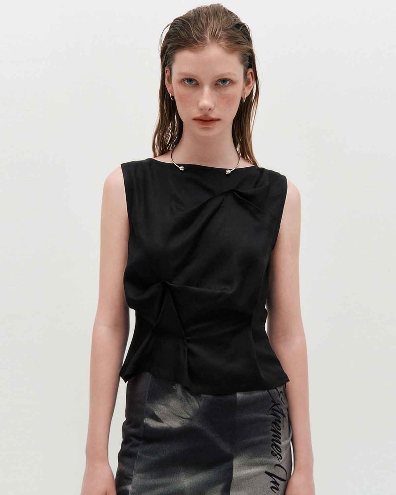 Pinched Sleeveless _ WHITE