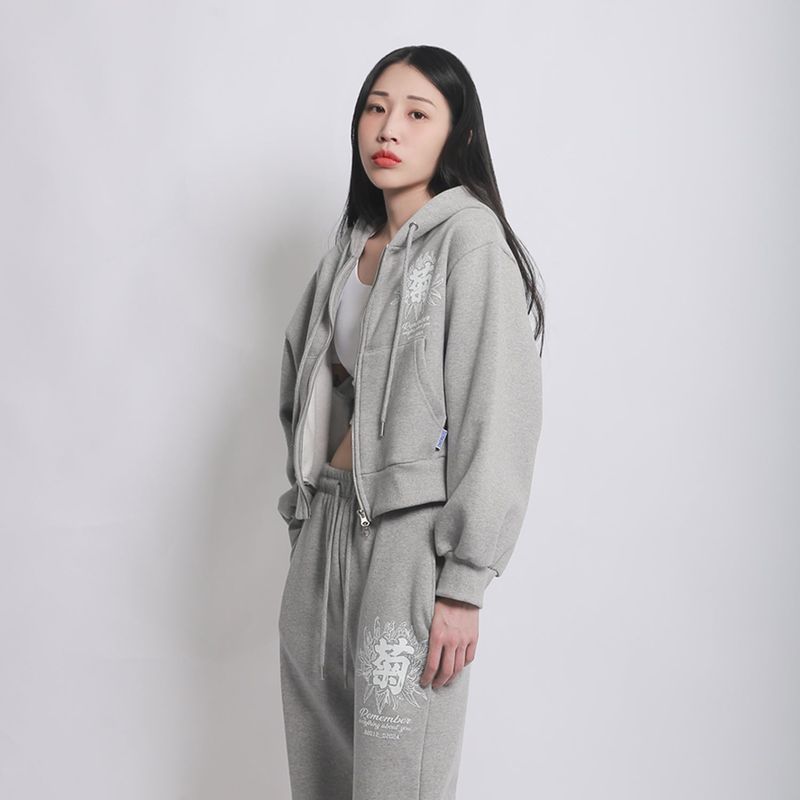 CHRYSTHEMUM HOODIE ZIP UP (GREY)