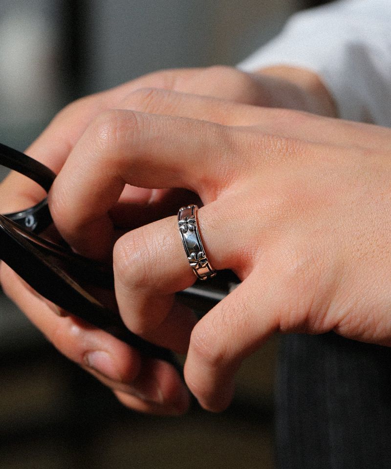 Clover rail ring BK (925 silver)