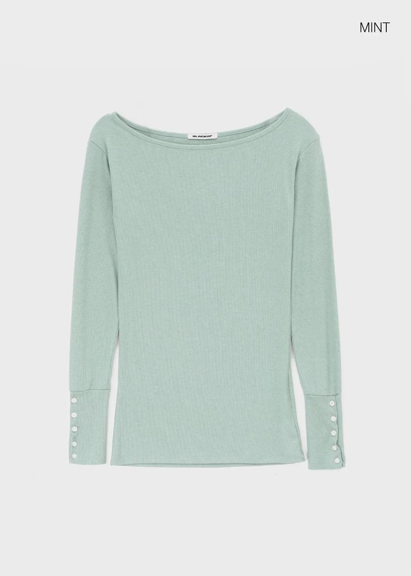 [MADE] Netia Boat Neck Ribbed Long Sleeve Tee