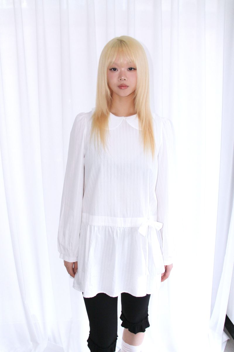 pintuck ribbon strap dress (2colors)