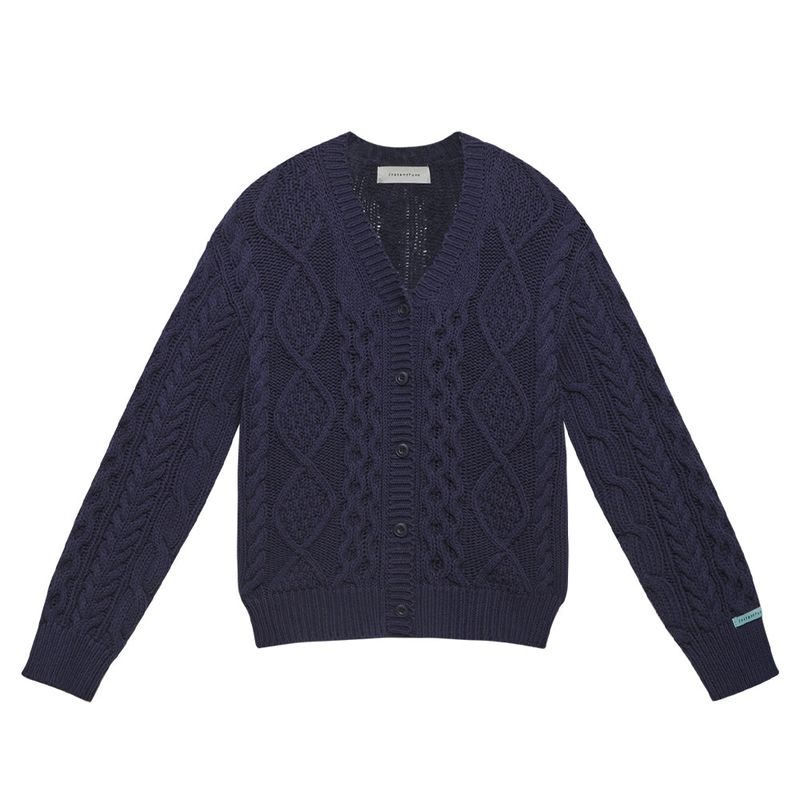 V-neck cable-knit cardigan