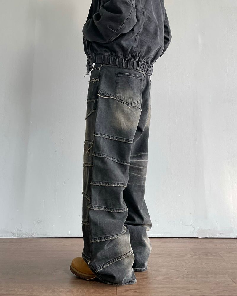 Unbalanced Cutting Denim Pants