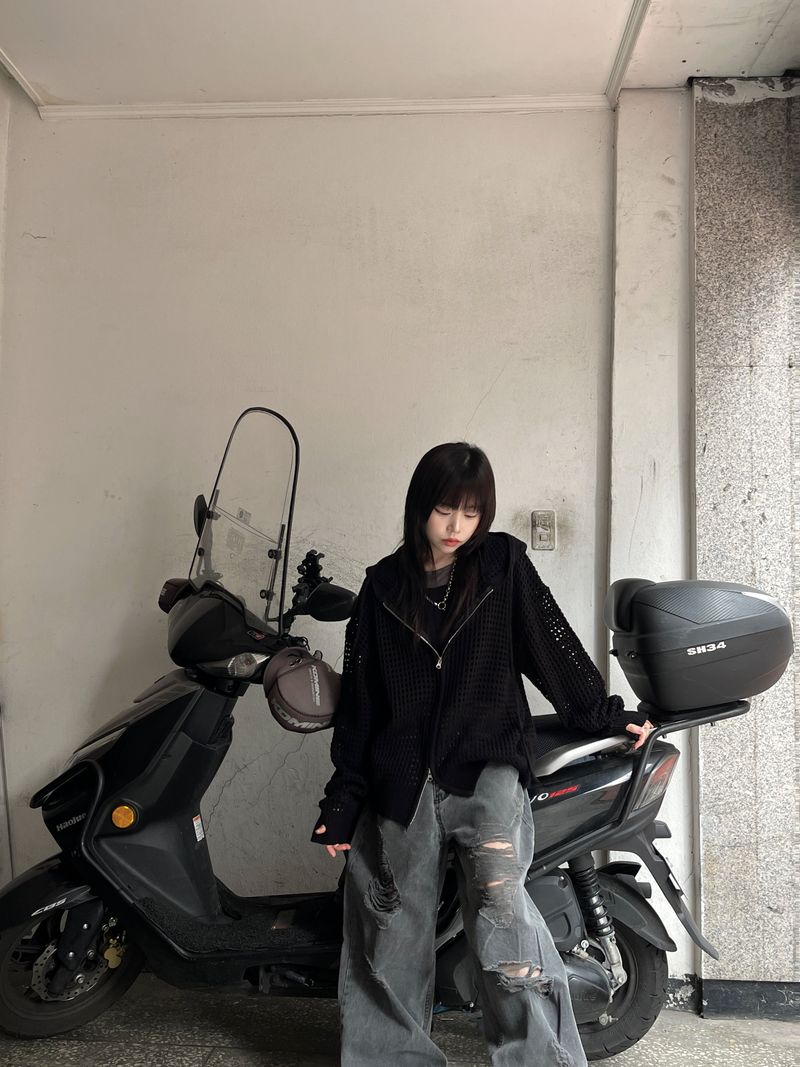 Kai Destroyed Black Jeans Wide Pants