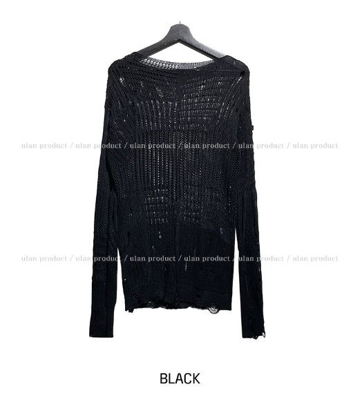 Luffy Openwork Damage Long Knit