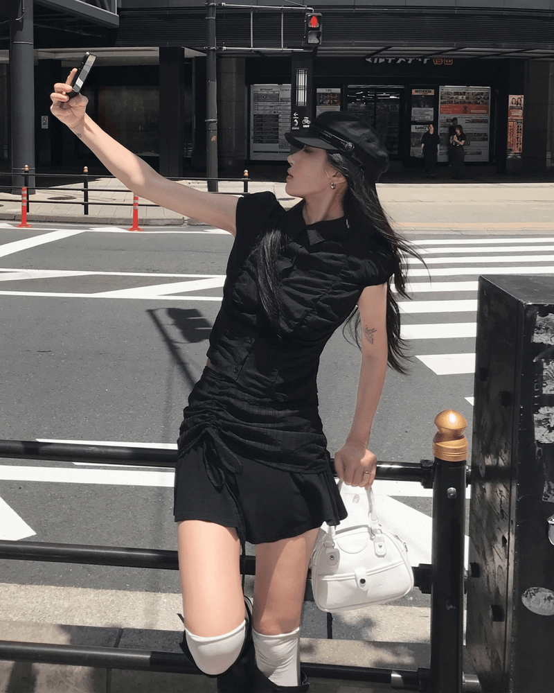 GUSTA（グスタ）の「シティクラスシアーシャーリングハーフシャツ＆スカートセット（セットアップ）」